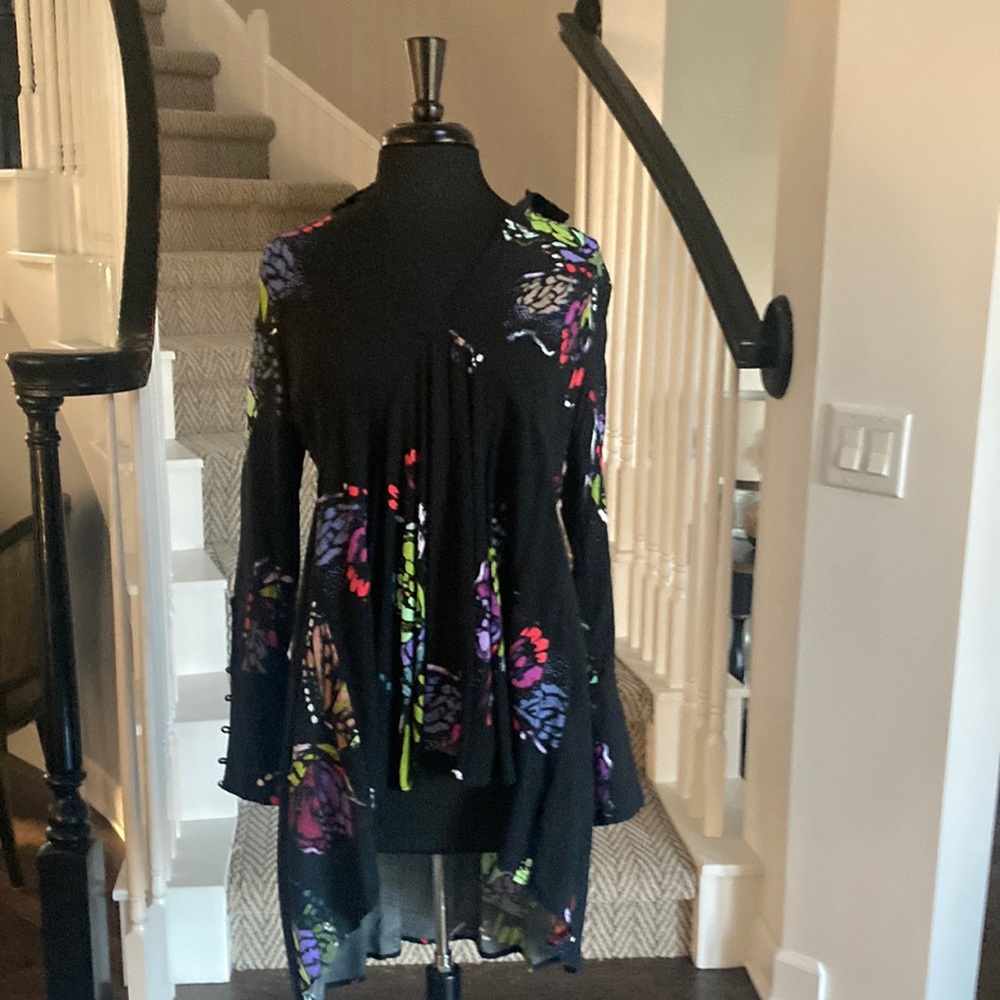 Free People floral longsleeve collared tunic/ dress
